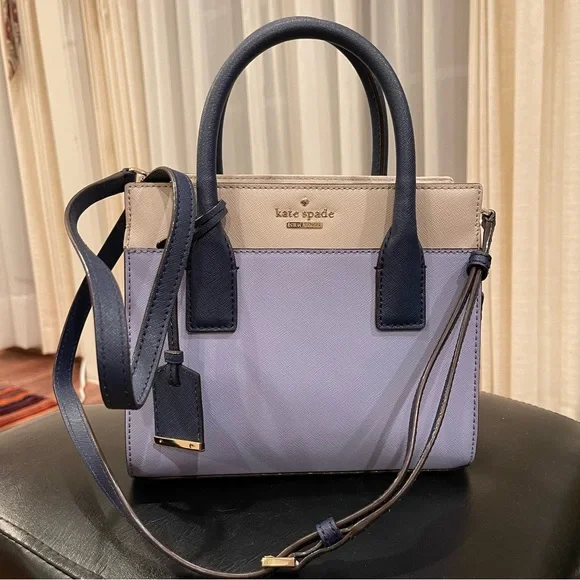 Kate Spade Blue Colorblock Top Handle Purse with Crossbody Strap - Picture 6 of 10
